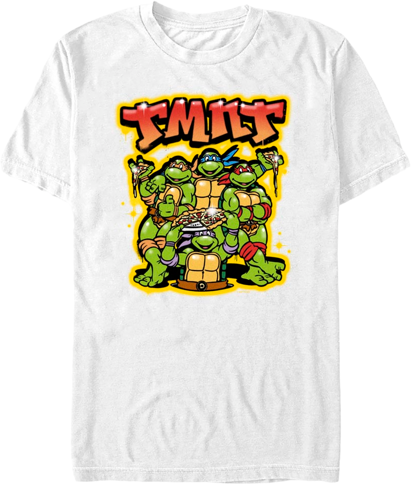 Camisetas Unisex DEEPSTONE TMNT Airbrush Graffiti Teenage Mutant Ninja Turtles Blanco (L)
