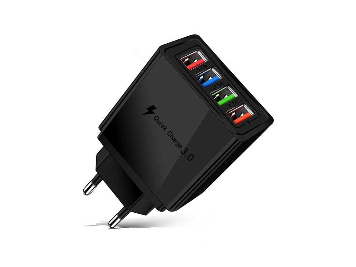 Cargador de Pared con 4* Usb 3.1A Quick Charge 3.0 Negro GOEIK