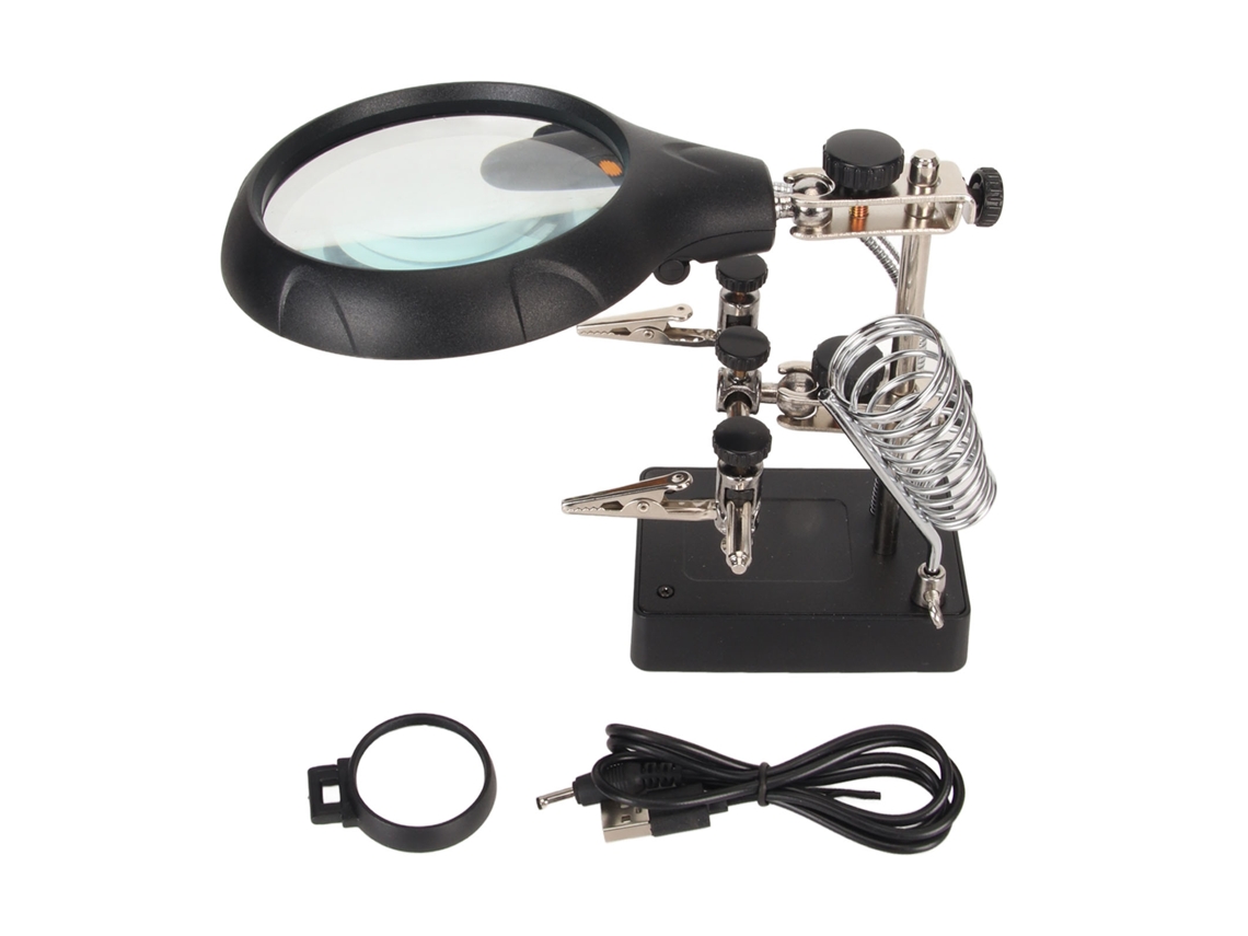 Lupa De Mesa Con Luz Led Ajustable 3x 5x 8x Usb Para Soldadura, Modelismo Y Manualidades.