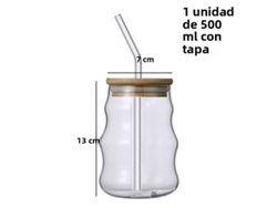Vaso de vidrio de 500 ml con pajita, tipo Mason Jar, para jugo, café y leche MDUG (Estilo A, 1 unidad)