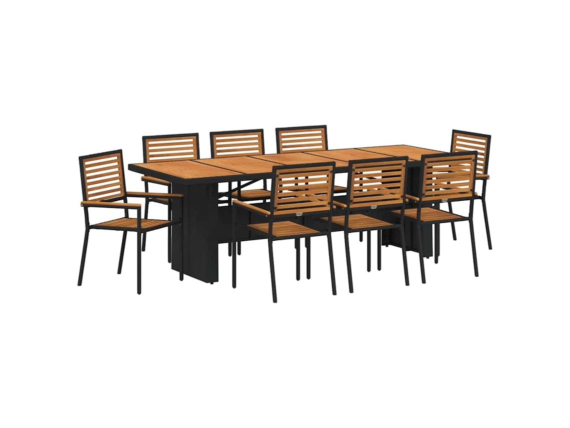 Maison Exclusive - Conjunto De Comedor De Jardín 9 Pcs Negro Y Marrón