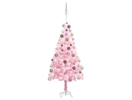 Árbol de Navidad VIDAXL preiluminado con luces y bolas rosa (150 cm)