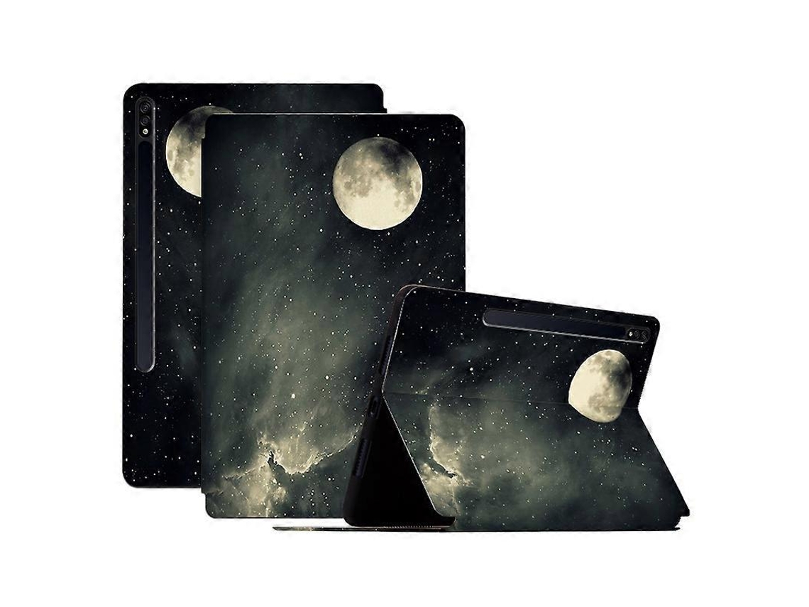 Hengrongshen - Funda de piel sintética con tapa estilo luna llena, con soporte antiarañazos y patrón protector para Samsung Galaxy Tab S7 y S8