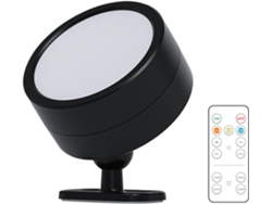 Candeeiro De Parede Decorativo Com Comando E Interruptor, Material Abs, Cor Preto