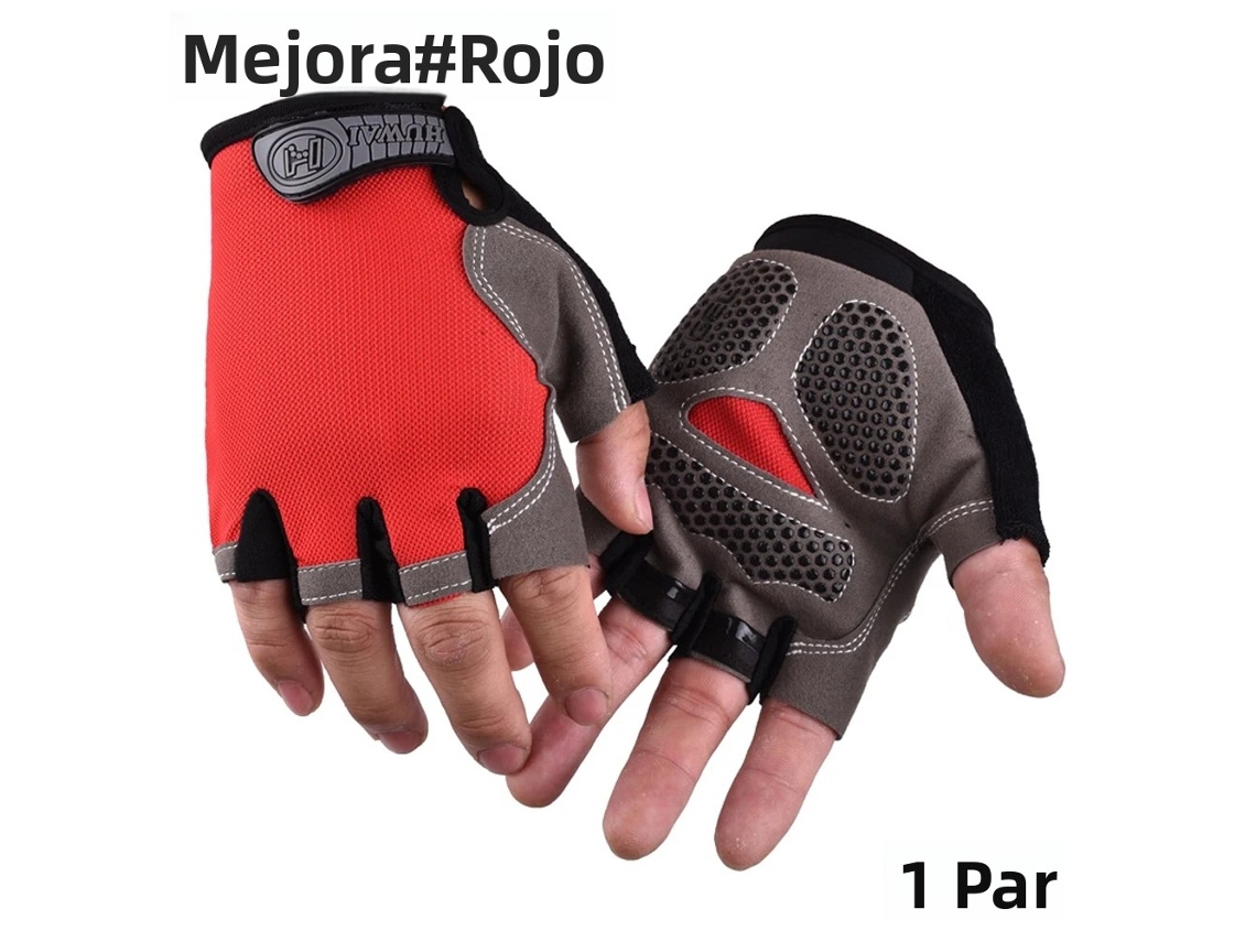 (upgraded Red S) Guantes De Ciclismo Unisex, Antideslizantes, Amortiguadores, Diseño De Medio Dedo, Acolchado De Gel.