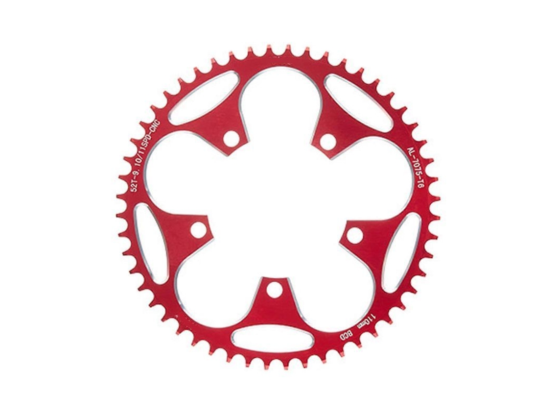 Juego De Engranajes Para Bicicleta De Montaña De 5 Tornillos 110bcd/130bcd Montaje Directo 110bcd Rojo 52t