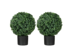 2 Plantas De Boj Con Protección Uv En Macetas, 52 Cm, Para Jardín O Sala De Estar.