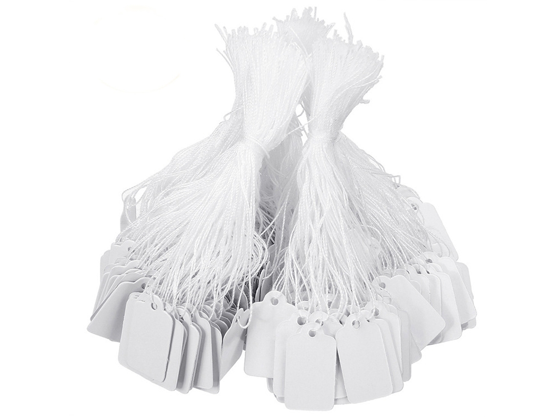 Paquete de 100 etiquetas de papel/etiquetas de precio con hilo blanco