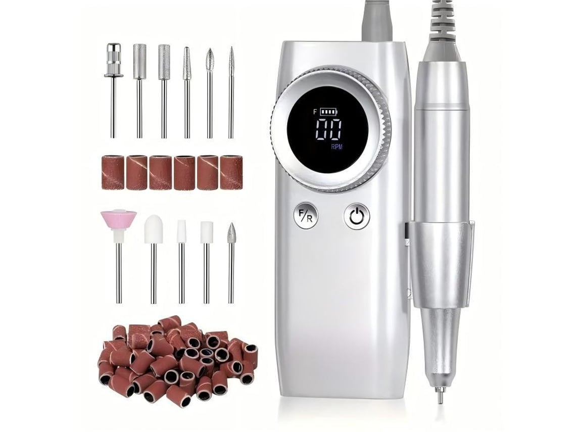 Conjunto Manicure/pedicure Chrui Lima Elétrica 45000rpm 11 Pontas Cuidado Unhas Pele Morta (branco)