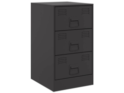 Mesita de noche Maison Exclusive de acero negro, 34,5 x 39 x 62 cm