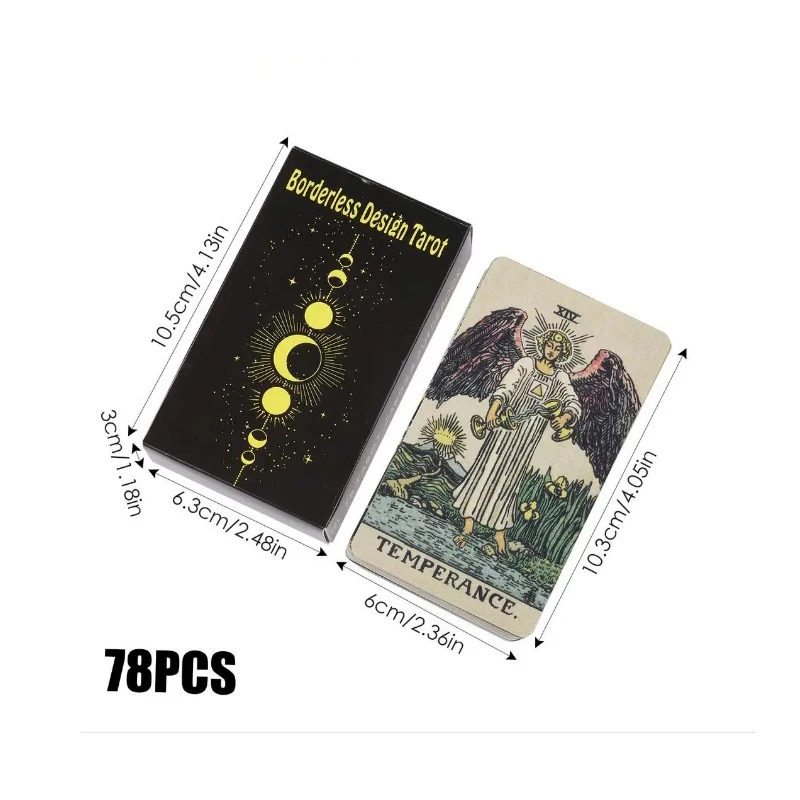 Baraja De Tarot Sin Marco De 10,3 X 6 Cm, 78 Cartas, Con Guía Para Principiantes.