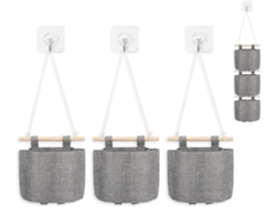 Bolsas de almacenamiento colgantes pequeñas (paquete de 3) - Cesta impermeable para colgar sobre la puerta, organizador para sala de estar y baño (gris)