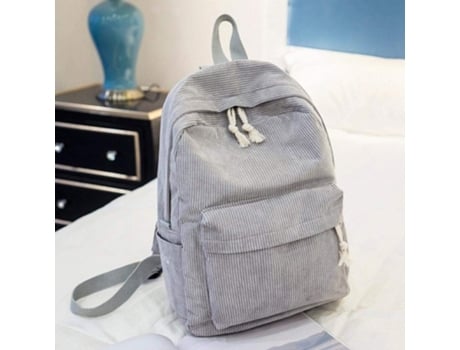 Mochila estilo mochila de tela suave para mujer, mochila escolar con diseño de pana para adolescentes, mochila a rayas para mujer (hellgrau)