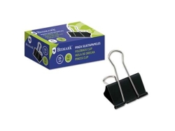 Paquete de 12 clips de papel metálicos Bismark de 25 mm con hoja plegable, color negro