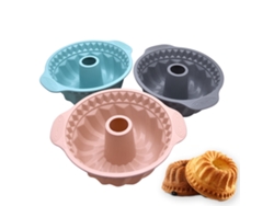 Molde para pasteles de silicona de 10 pulgadas, molde para pasteles estriado antiadherente con mango, molde para hornear de silicona para pasteles en tubo