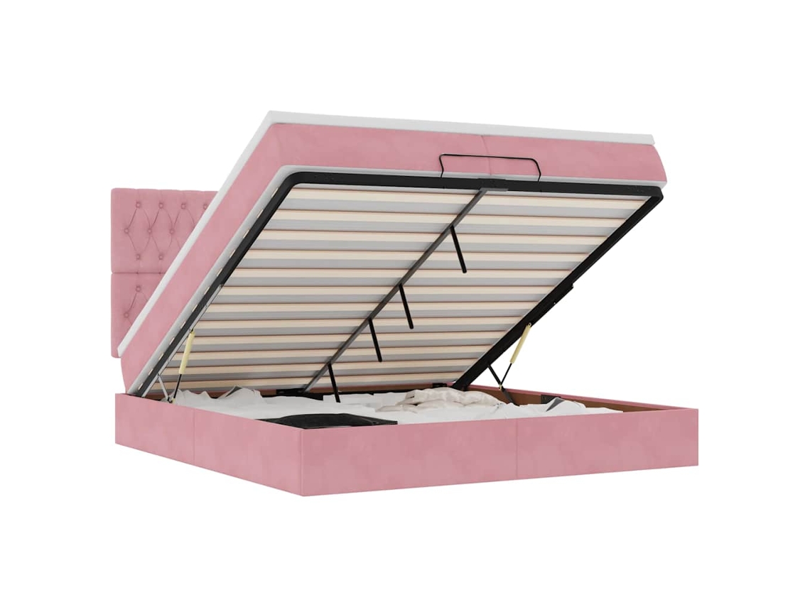 Maison Exclusive - Estructura De Cama Otomana Colchones Terciopelo Rosa 200x200cm