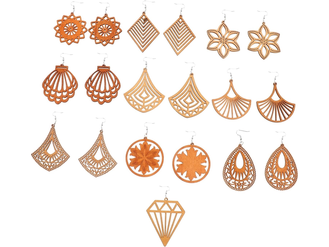 Elegantes Pendientes De Madera Estilo Bohemio Para Mujer, 10 Pares, Ligeros Y Fáciles De Llevar.