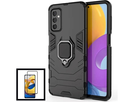 Kit Protector de Cristal Templado 5D Full Cover y Funda 3X1 Military Defender Samsung Galaxy M52 5G PHONECARE Negro