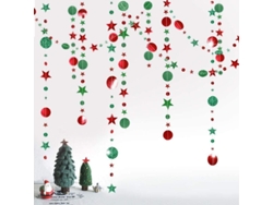Guirnalda De Estrellas Navideñas Con Glitter Verde Rojo Decoración Circular Puntos Para Fiesta Navideña Colgante