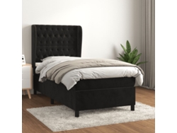 Cama Box Spring Con Colchón Terciopelo Negro 100x200 Cm