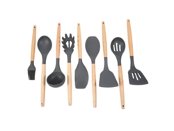 Juego de 9 utensilios de cocina de silicona antiadherentes y resistentes al calor para cocinar y hornear.