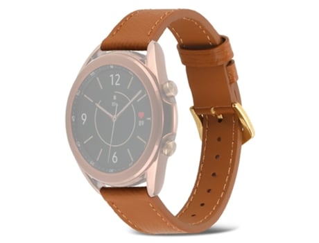 Correa de piel auténtica 20mm hebilla ardillón para Huawei Watch GT 3 Pro 43mm/Samsung Galaxy Watch4 Classic 42mm/46mm - castaño