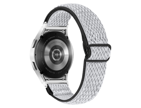 Correa de tela tejida tejido elástico ajustable para Samsung Galaxy Watch4 Active 40mm/44mm/Watch4 Classic 42mm/46mm - blanco/negro