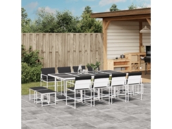 Conjunto de 13 piezas. De Jantar P/ Jardim C/ Almofadões Textilene Branco Dkd Decoración Del Hogar
