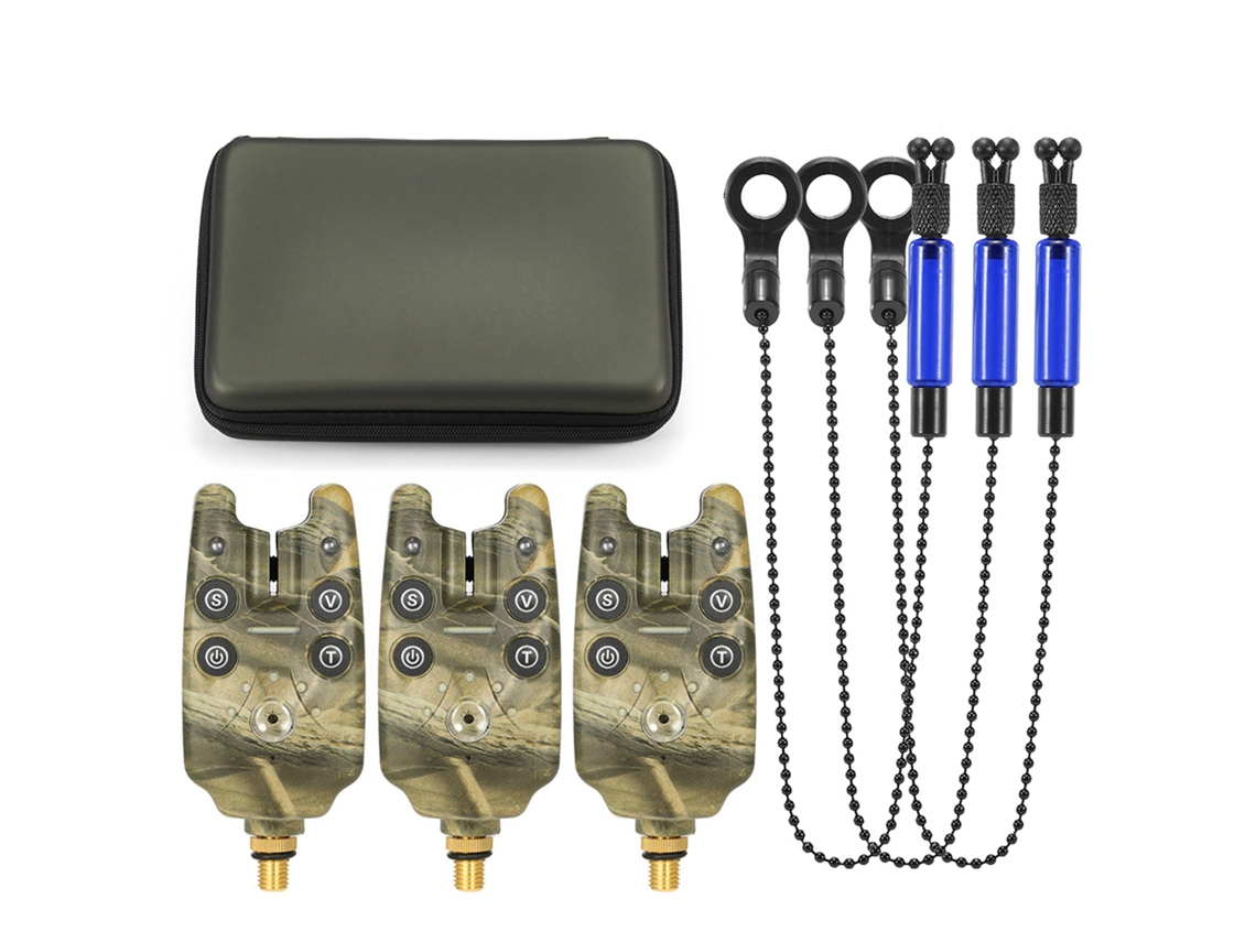 Kit De Alarma De Picada Para Pesca Con Swinger En Cadena Indicador Led Y Caja Cremallera
