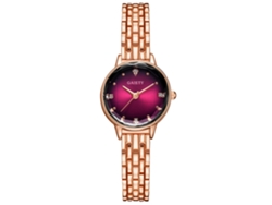 Reloj De Pulsera De Aleación Para Mujer Con Esfera De Cuarzo Sencilla, Estilo Casual Y Moderno, Oro Rosa, Rojo, Rosa