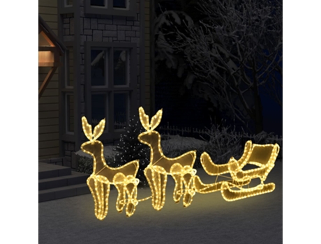 MAISON EXCLUSIVE - Luces de Navidad 2 renos y trineo con malla 648 LEDs