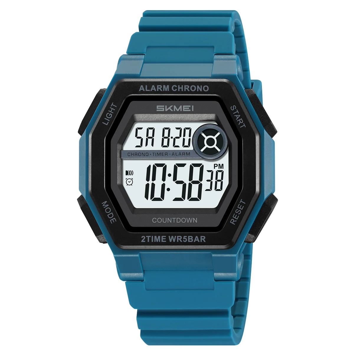 Reloj Digital (azul) Con Alarma, Unisex, Resistente Al Agua, Con Indicador De Fecha.
