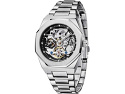 VEANXIN Relojes esqueleto de acero inoxidable resistentes al agua para hombre-Azul plateado