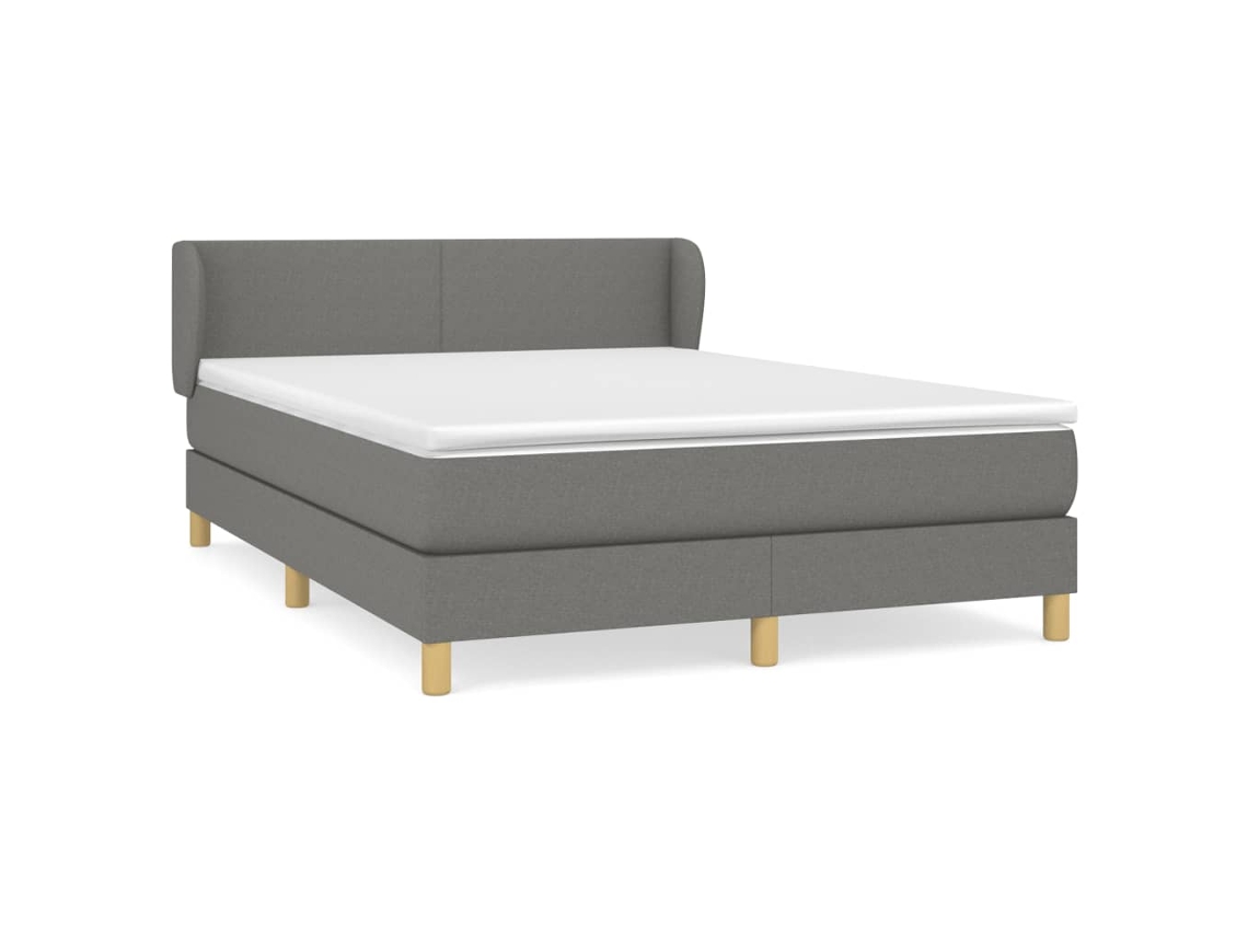 Maison Exclusive - Cama Box Spring Con Colchón Tela Gris Oscuro 140x190 Cm