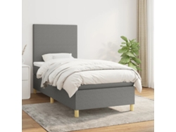Cama Box Spring Con Colchón Tela Gris Oscuro 80x200 Cm