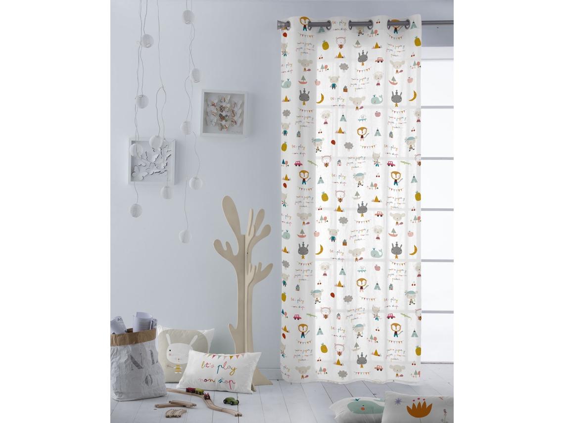 CORTINA CON OJALES ESTAMAPADA INFANTIL 140x260 CM ALGODÓN FABRICADO EN ESPAÑA JUGAR HACIENDO EL INDIO