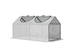 Invernadero de jardín OUTSUNNY, de acero y malla de polietileno (PE) de 140 g/m² (Blanco - 119x60x60 cm)