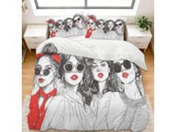 Juego Ropa Cama Funda Nórdica Estampado Mujer Almohada Funda Juego 90x190 Cm 65x65 90 X 190 65