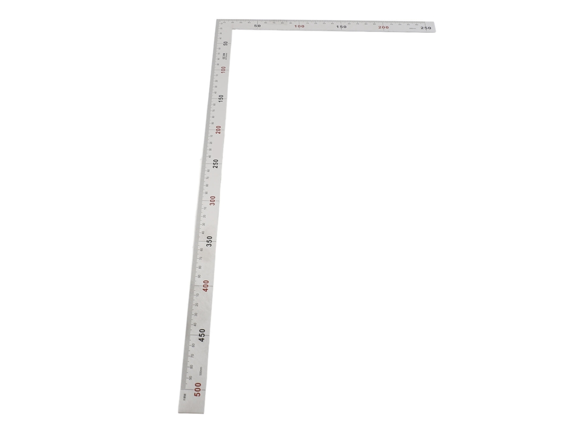Regla angular de acero inoxidable de 90 grados, 500 x 250 mm