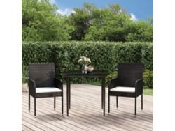 Conjunto de comedor de jardín de 3 piezas DKD Home Decor con cojines de mimbre negros