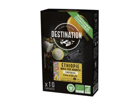 DESTINATION BIO Café En Cápsulas Biodegradables De Mocha Ethiopia 10 Unidades De 5.5G