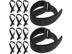 Paquete De 36 Correas De Nailon Negras De 20x300 Mm Con Cierres De Velcro Ajustables.