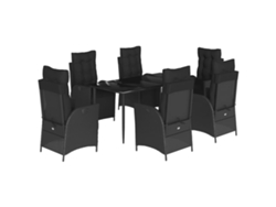 Maison Exclusive - Set De Comedor De Jardín 7 Pzas Y Cojines Ratán Sintético Negro