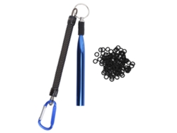 Herramienta Wacky Worm Rig Con 100 Anillos De Silicona, Acero, Aluminio, Accesorio De Pesca, Señuelos Blandos, Azul