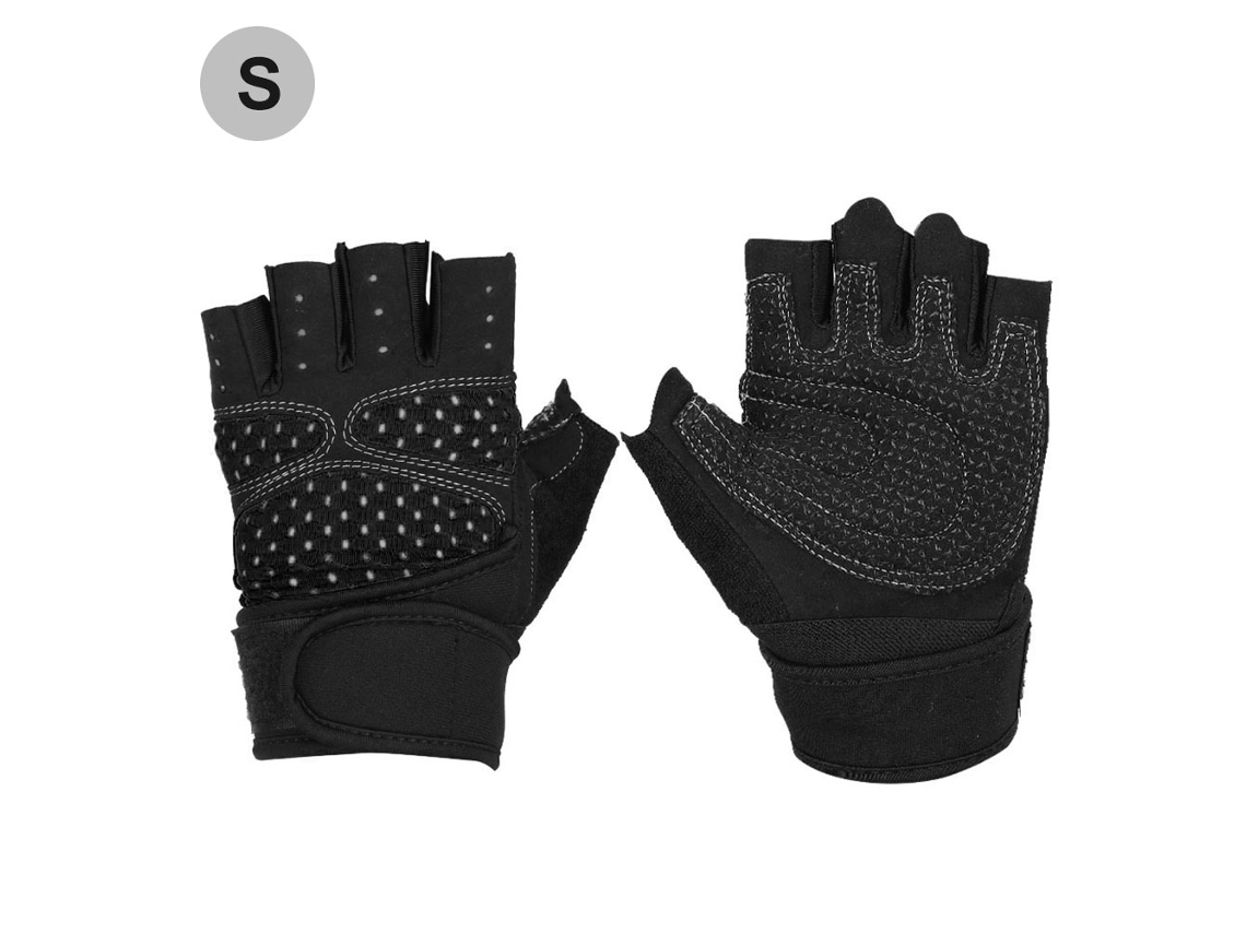 Guantes de levantamiento de pesas para entrenamiento, gimnasio, fitness, deportes, ejercicio, color negro, talla S
