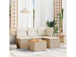 Conjunto de sofá de jardín de 5 piezas con cojines, mimbre sintético beige, Dkd Home Decor