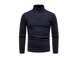 2026-jersey Hombre Cuello Alto Liso Slim Fit Invierno Tejido Grueso Calient 3xl Azul Marino
