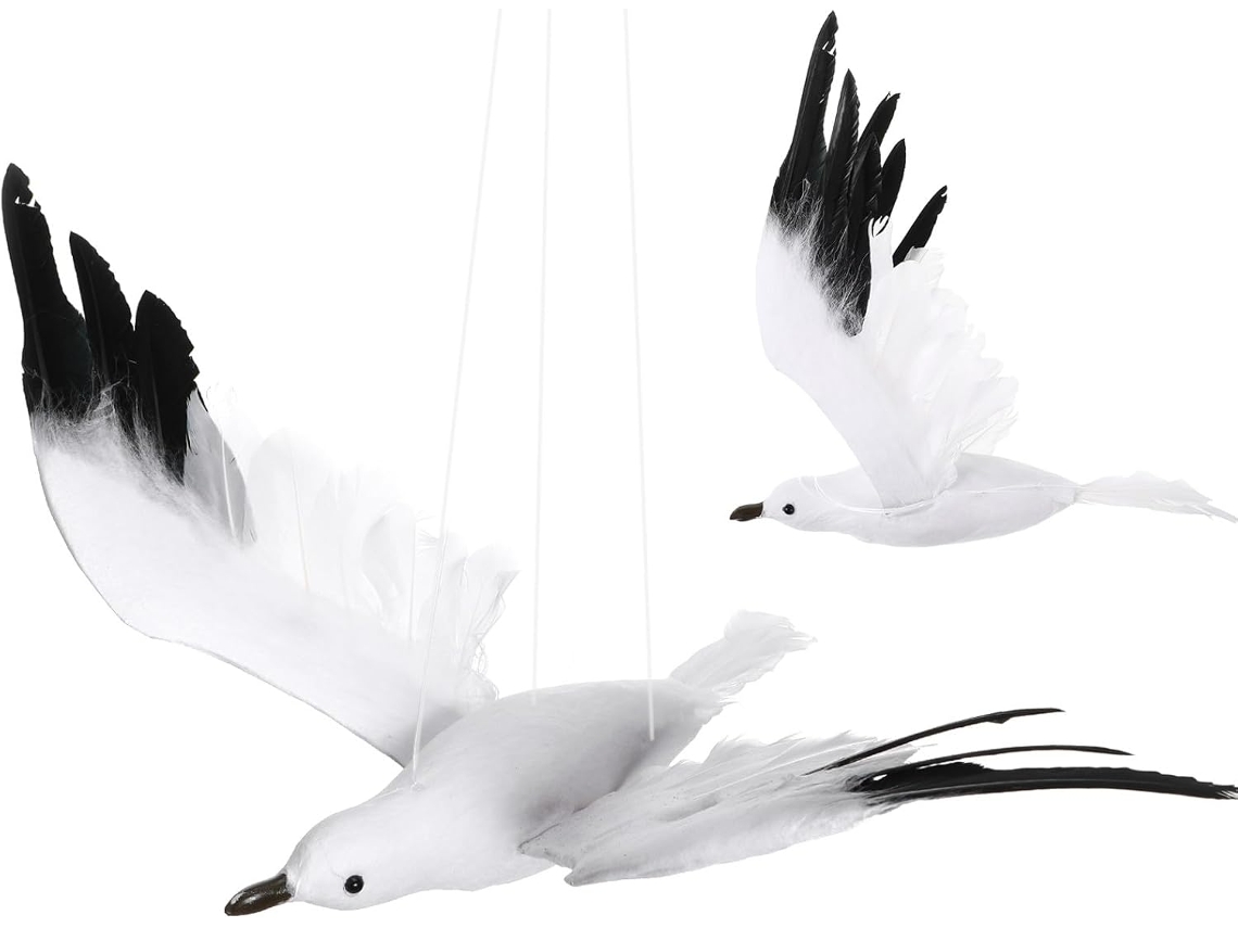 Adorno Colgante Gaviota Tamaño Plumas Sintéticas Musgo Decoración Marinera Fiestas Bodas Interiores Estilo