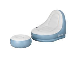Sofá Hinchable Con Reposapiés Y Portavasos, Sofá De Aire Para Camping O Uso Doméstico, Blanco