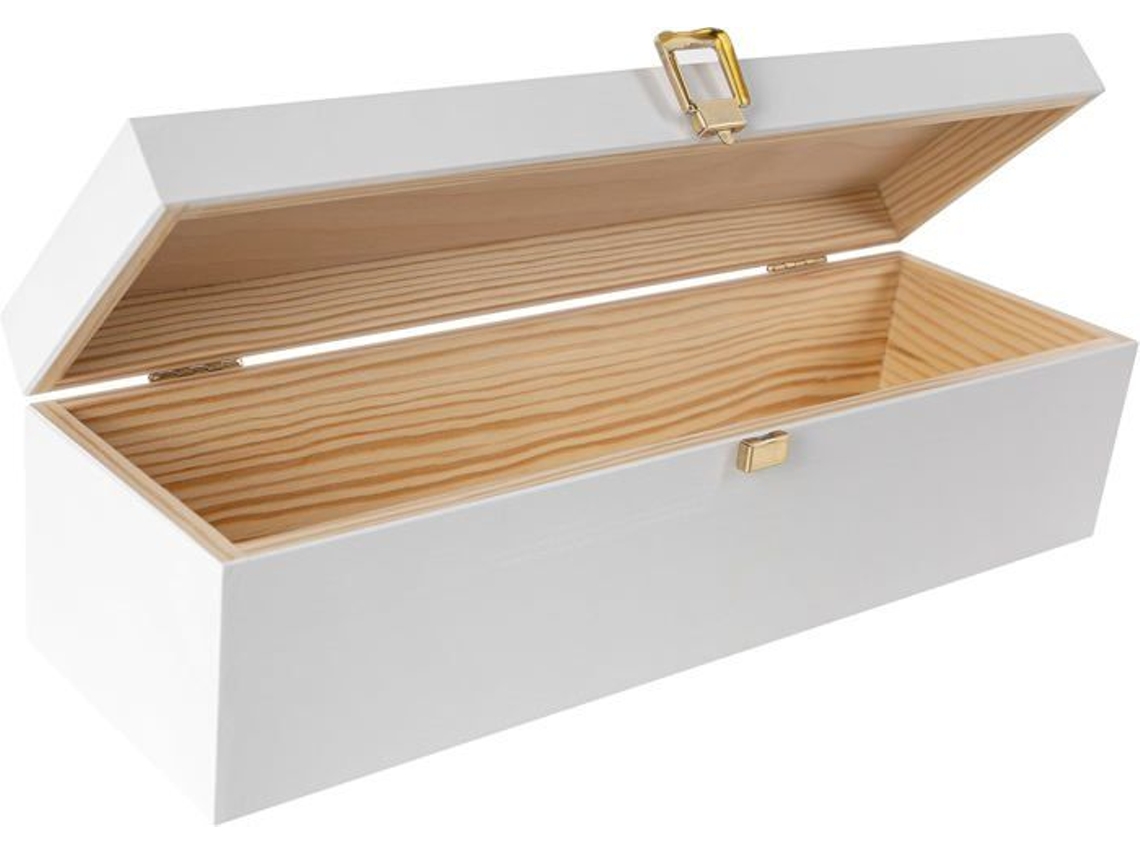 CREATIVE DECO Cofre para vino madera maciza de pino blanco 36 x 11 x 9 8 cm
